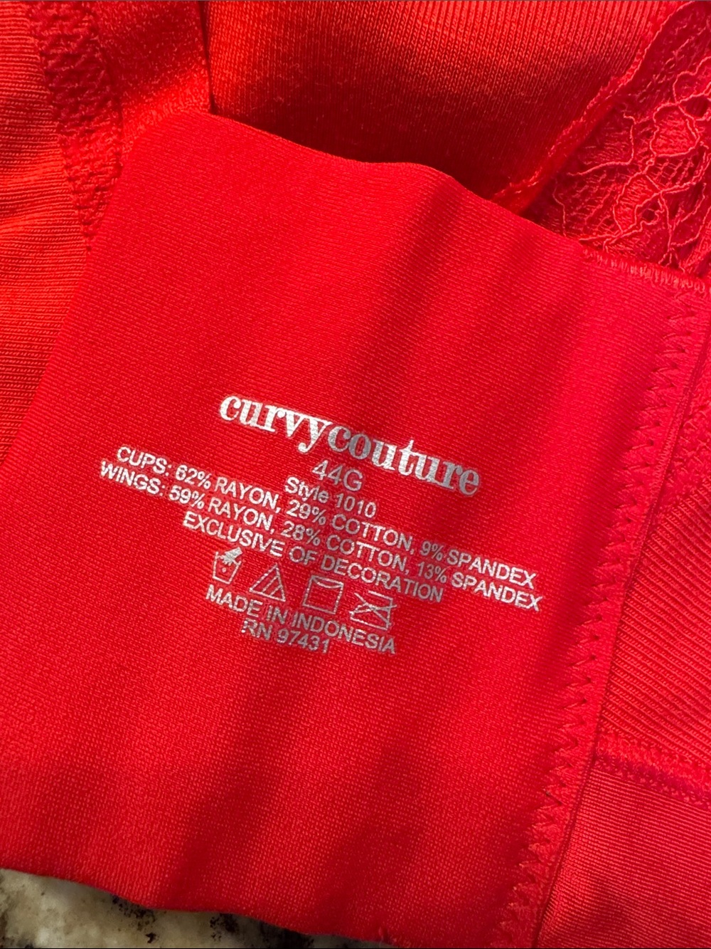 Curvy Couture Red Wireless Lace-Trim Bra - Picture 4 of 4